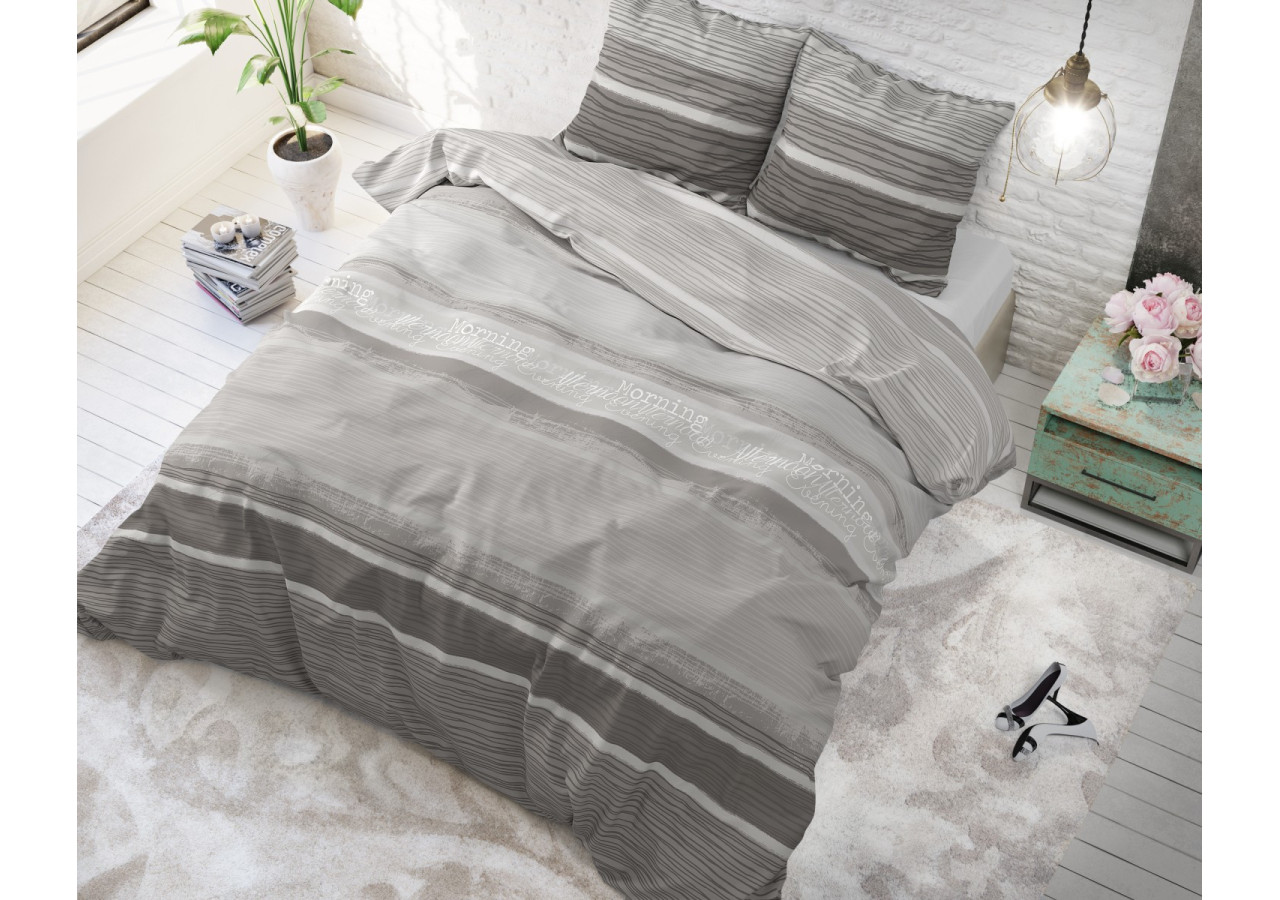 Housse de Couette Morning Grijs - 200 x 200/220 cm en 100% coton - 14020988 - Sleeptime
