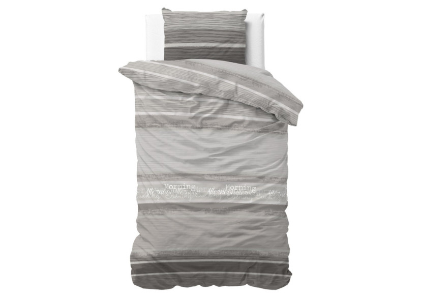 Housse de Couette Morning - 100% Coton Grise 140 x 200/220 - 14020987 - Sleeptime