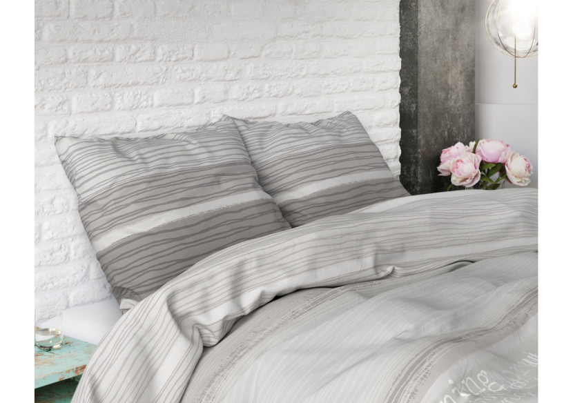 Housse de Couette Morning - 100% Coton Grise 140 x 200/220 - 14020987 - Sleeptime