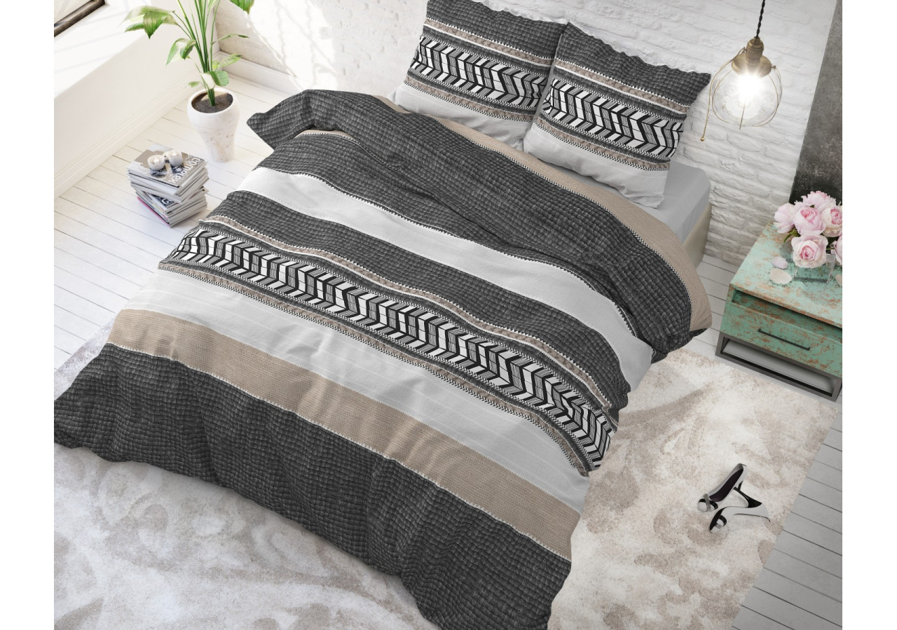 Housse de couette Northern Stripe Grise - 240 x 200/220 cm en 100% coton - Northern Stripe Grijs 240 x 200/220 - Royal Textile