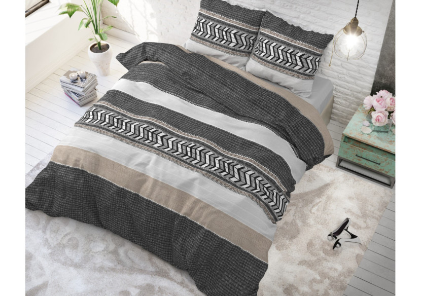 Housse de couette Northern Stripe Grise - 140 x 200/220 cm en 100% coton - Northern Stripe Grijs 140 x 200/220 - Royal Textile