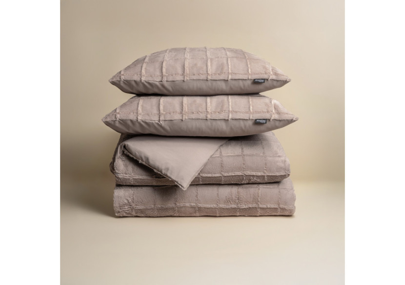 Housse de couette en fausse fourrure Taupe - 240x200/220 cm, style contemporain - 17022298 - Royal Textile