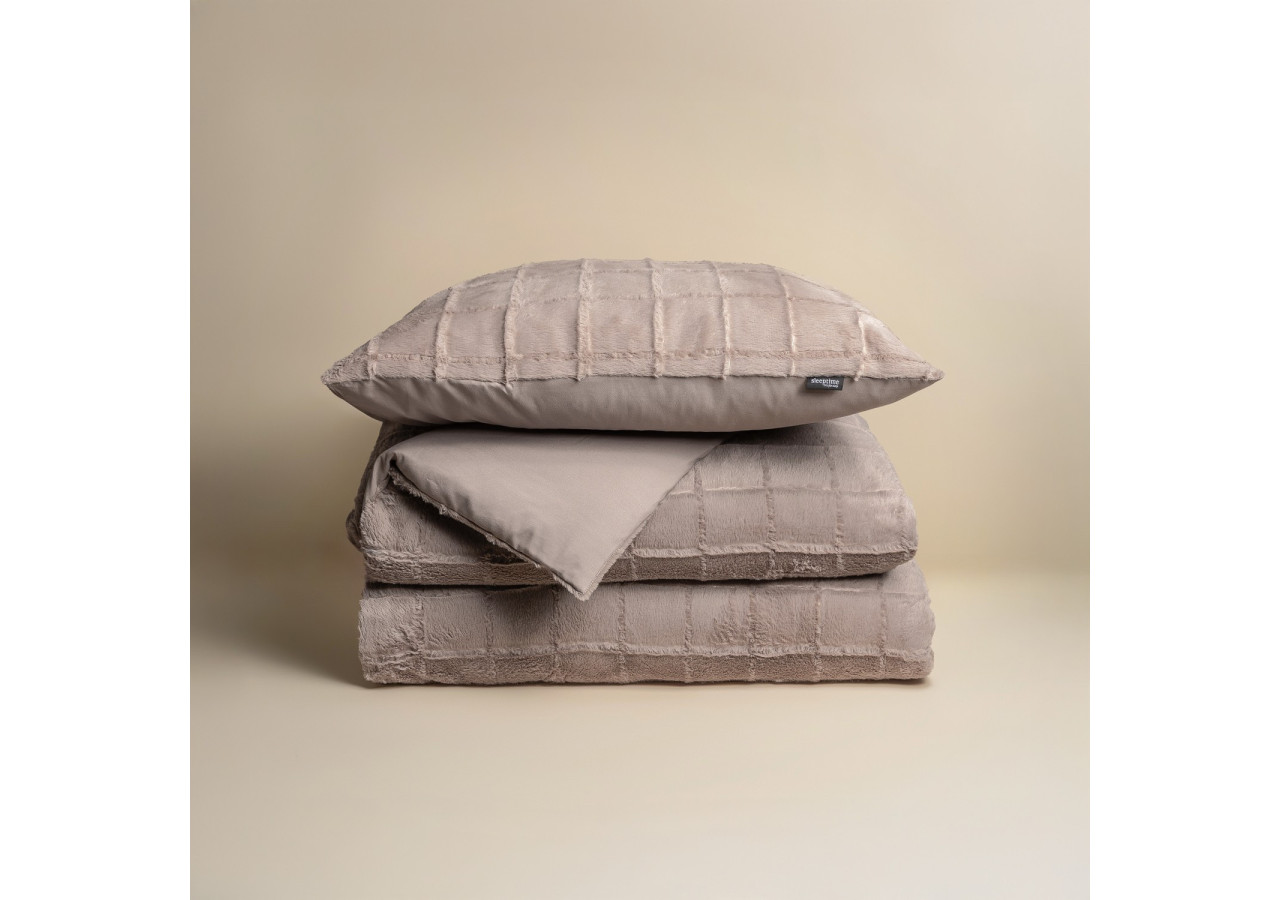 Housse de couette en fausse fourrure Taupe - 140x200/220 cm, design tendance - 17022296 - Royal Textile