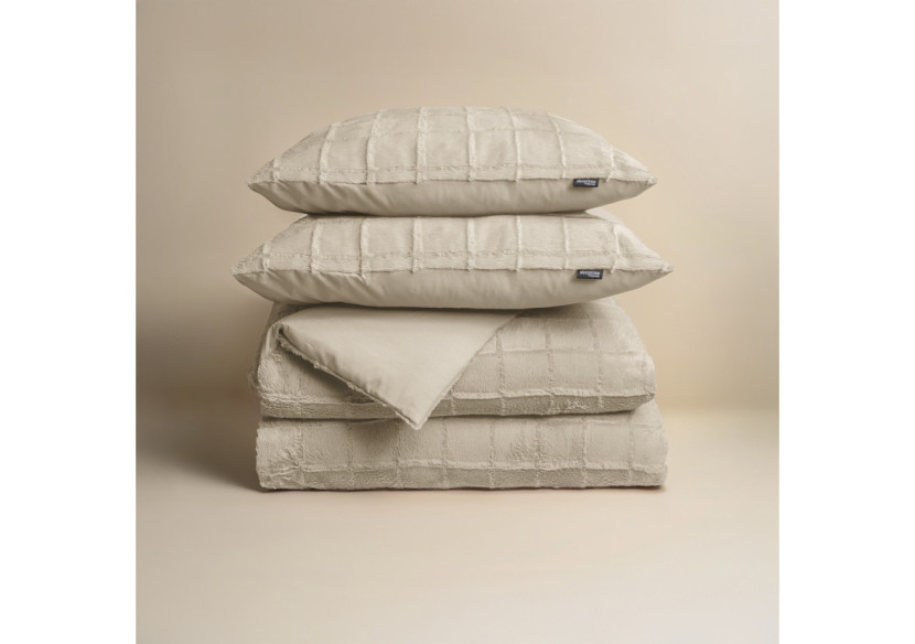 Housse de Couette en Fausse Fourrure Beige - 240x200/220cm - 17022292 - Royal Textile