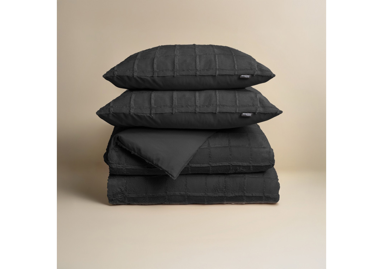 Housse de couette en fausse fourrure Noire - 200x200/220 cm, élégance moderne - 17022300 - Royal Textile