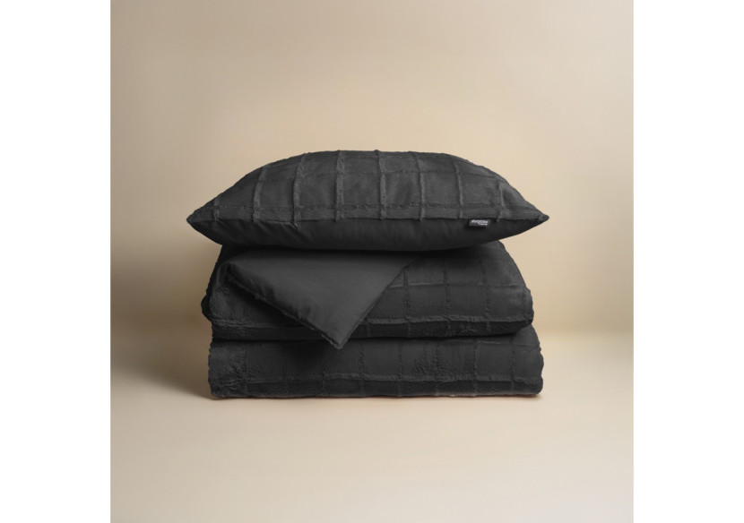 Housse de couette en fausse fourrure Noire - 140x200/220 cm, chic et douillet - 17022299 - Royal Textile