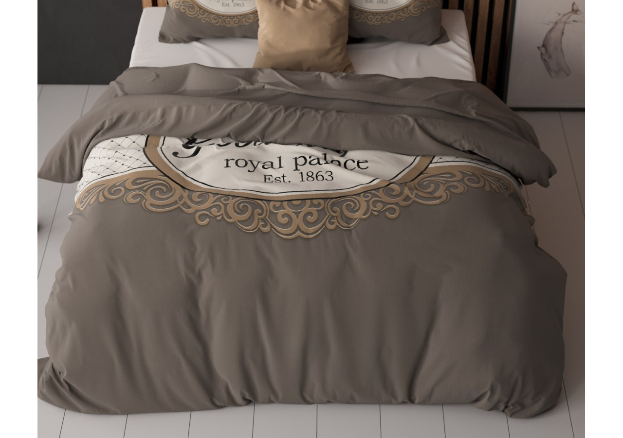 Housse de Couette Royal Palace Taupe - 140 x 220 cm, Microfibres Douces - 17021676 - Royal Textile
