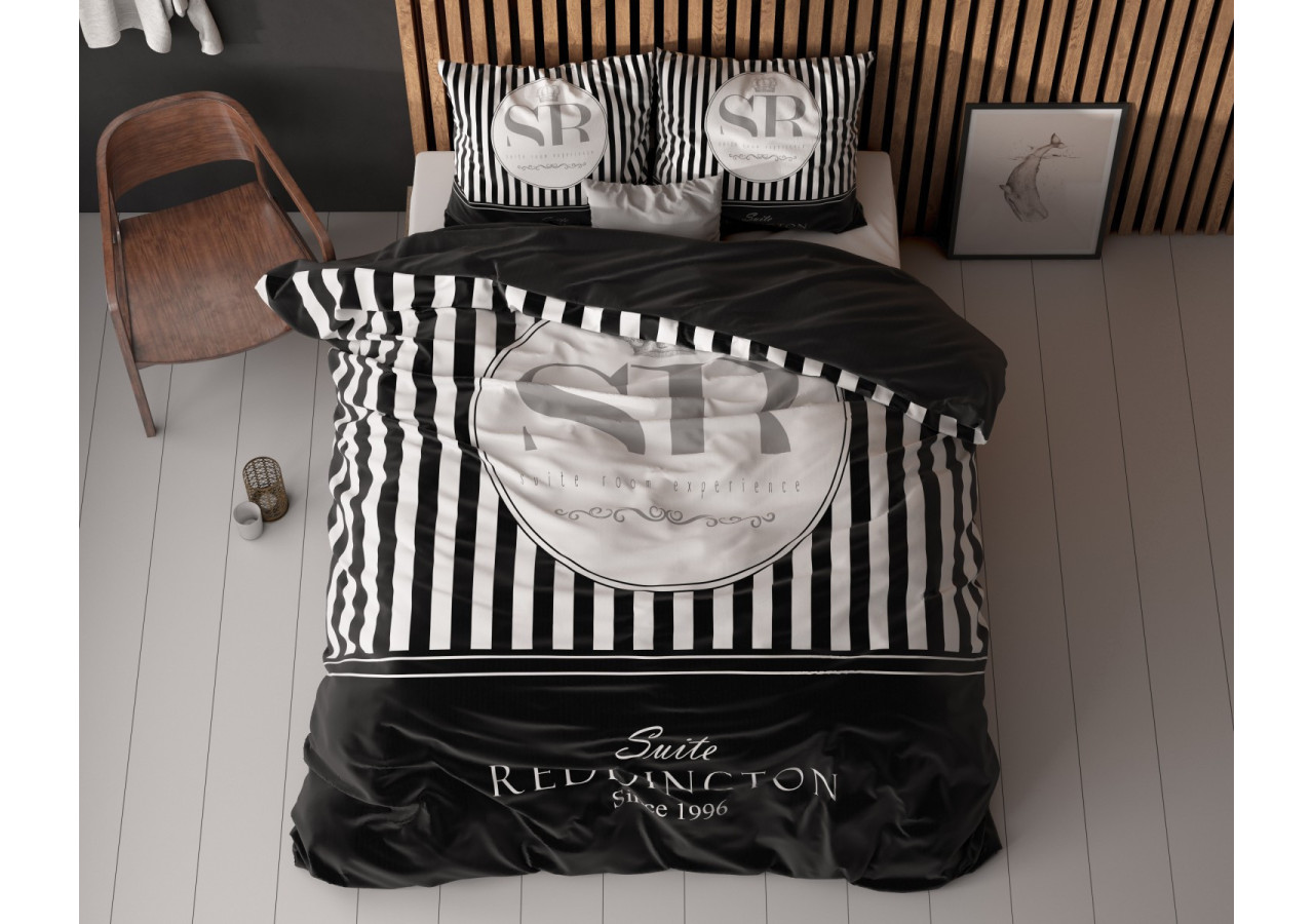 Housse de Couette Reddington Zwart - 240 x 200/220 cm, Microfibre Douce - 17021675 - Royal Textile