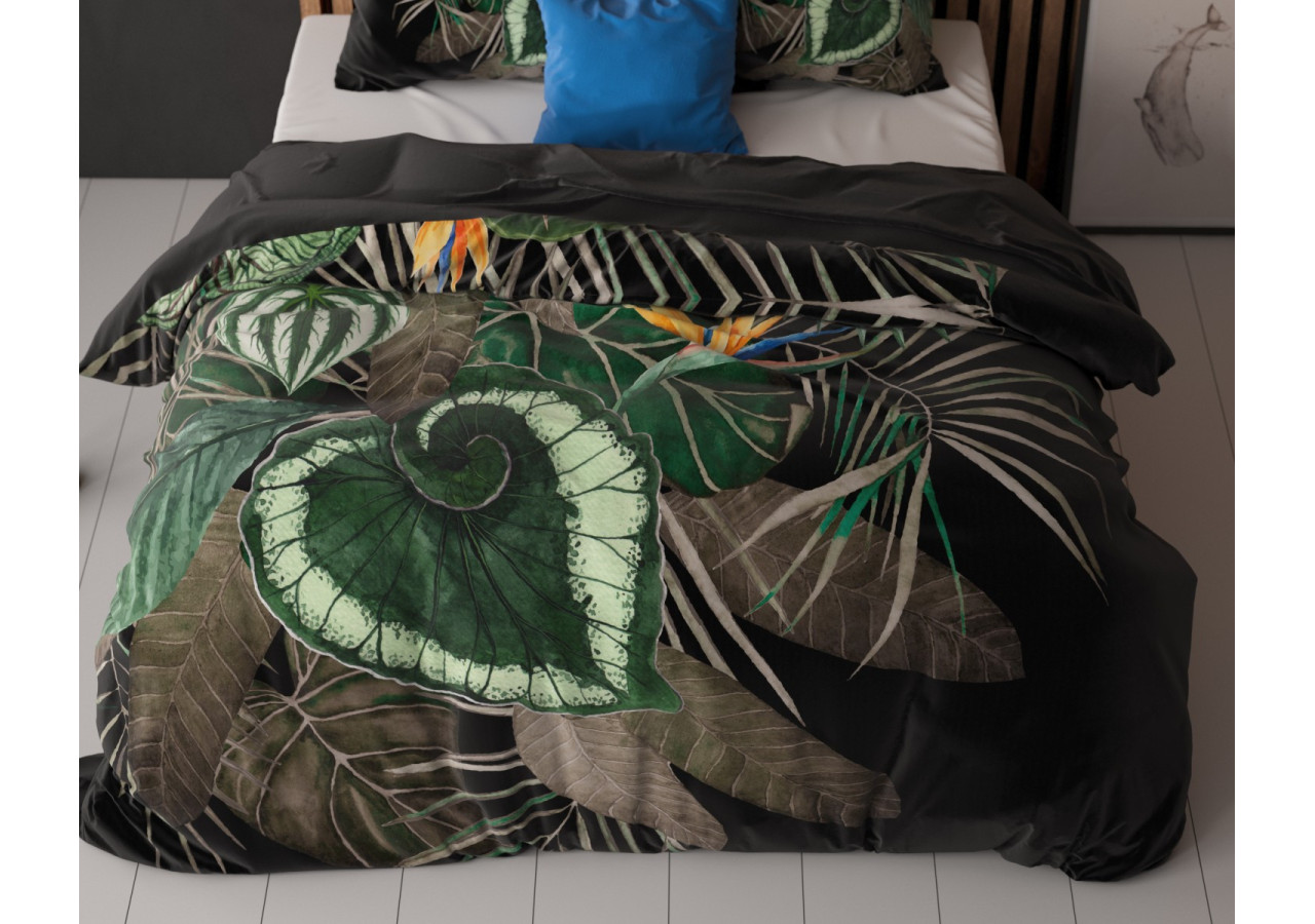 Housse de couette Dark Leaves Groen - Microfibre douce 200 x 200/220 cm - 17021668 - Royal Textile