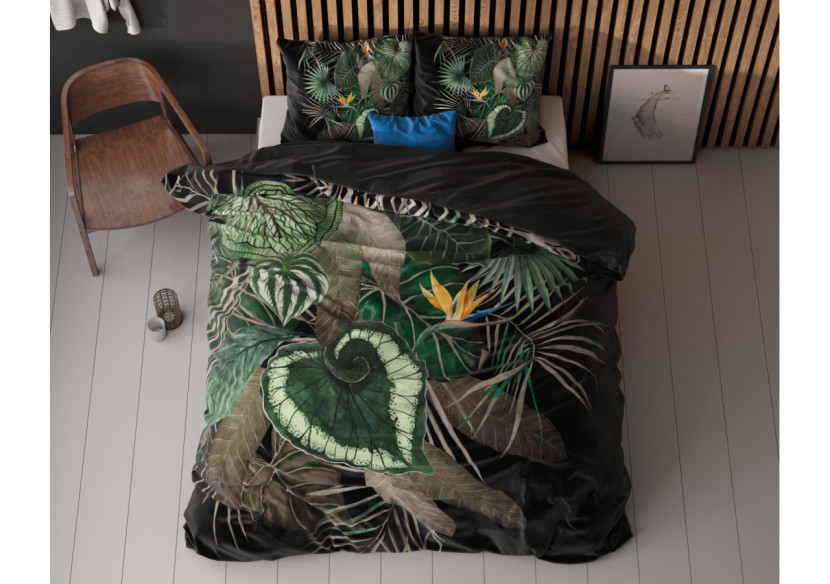 Housse de couette Dark Leaves Groen - Microfibre douce 200 x 200/220 cm - 17021668 - Royal Textile