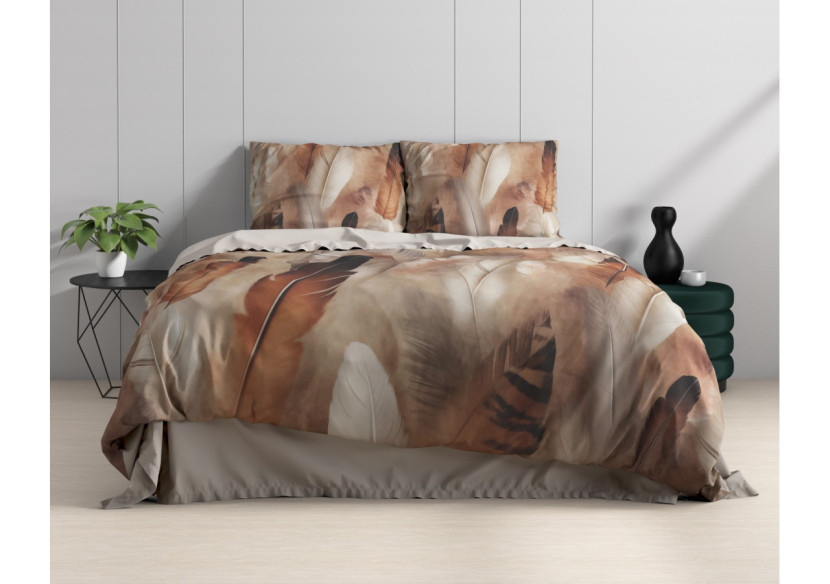 Housse de Couette Feathura Taupe - Luxe en Satin de Coton 200 x 200/220 cm - 17021926 - Royal Textile