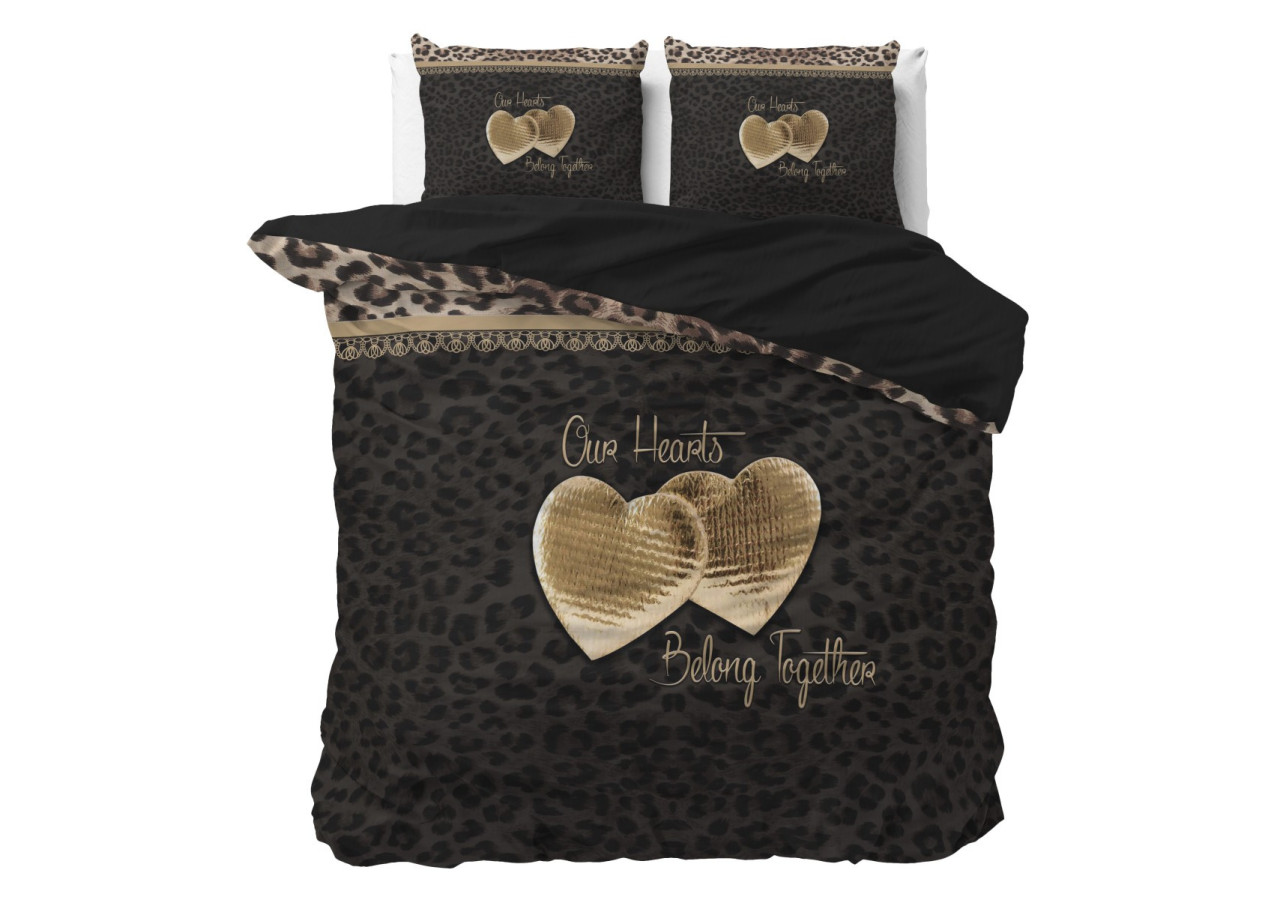 Housse de Couette Two Love Zwart - 240 x 200/220 cm, Microfibre Douce et Durable - 17021311 - Royal Textile