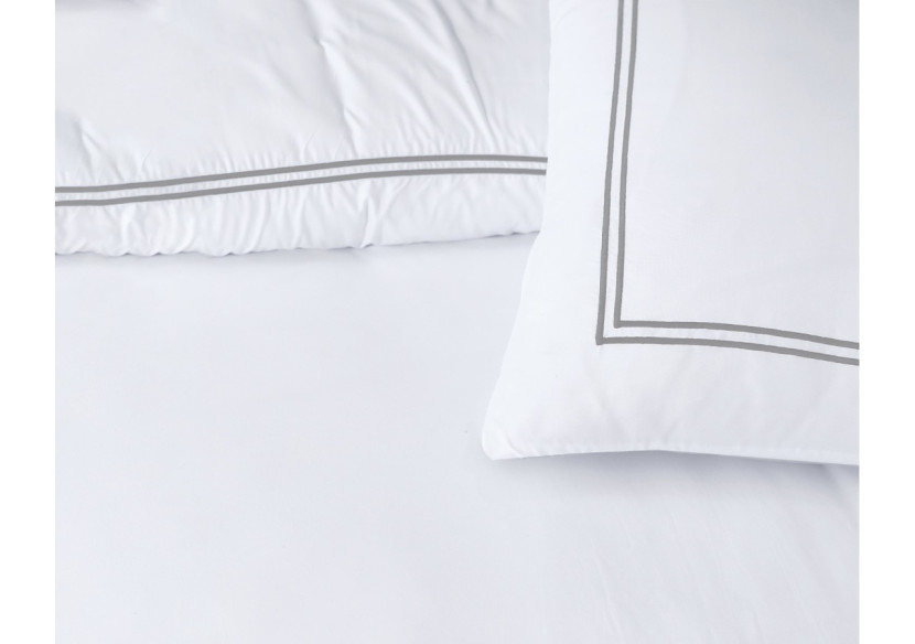 Housse de Couette Brata - Blanc/Gris, 140 x 200/260 cm en Coton Perkal - 17021529 - Royal Textile