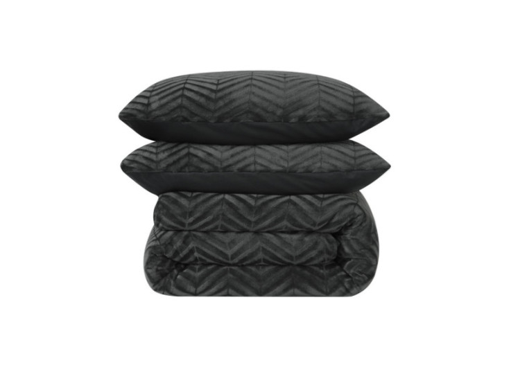 Housse de Couette Teddy Chevron Anthracite - 240 x 200/220 cm - 17023148 - Royal Textile 2