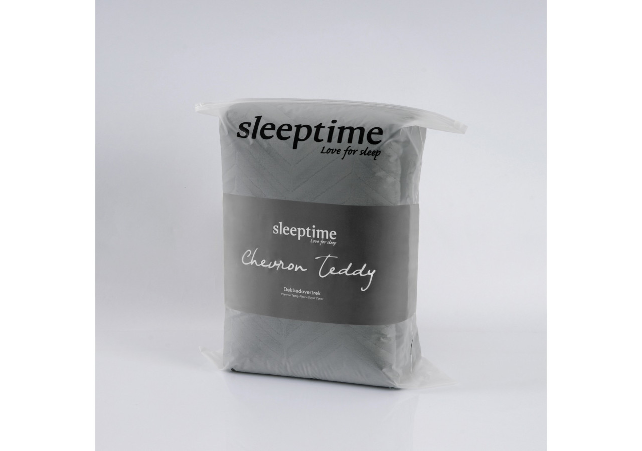 Housse de Couette Teddy Chevron Anthracite - 240 x 200/220 cm - 17023148 - Royal Textile