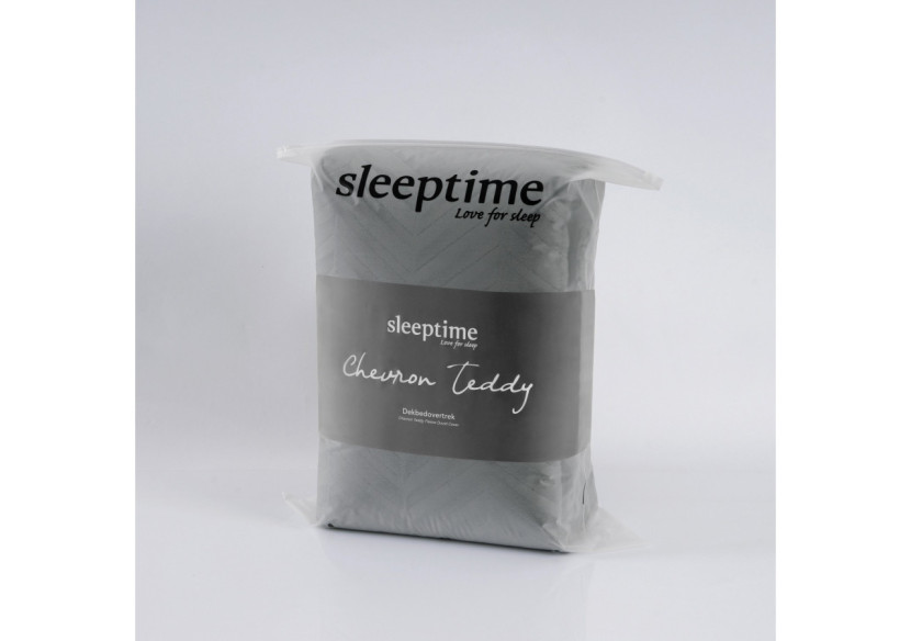 Housse de Couette Teddy Chevron Anthracite - 240 x 200/220 cm - 17023148 - Royal Textile