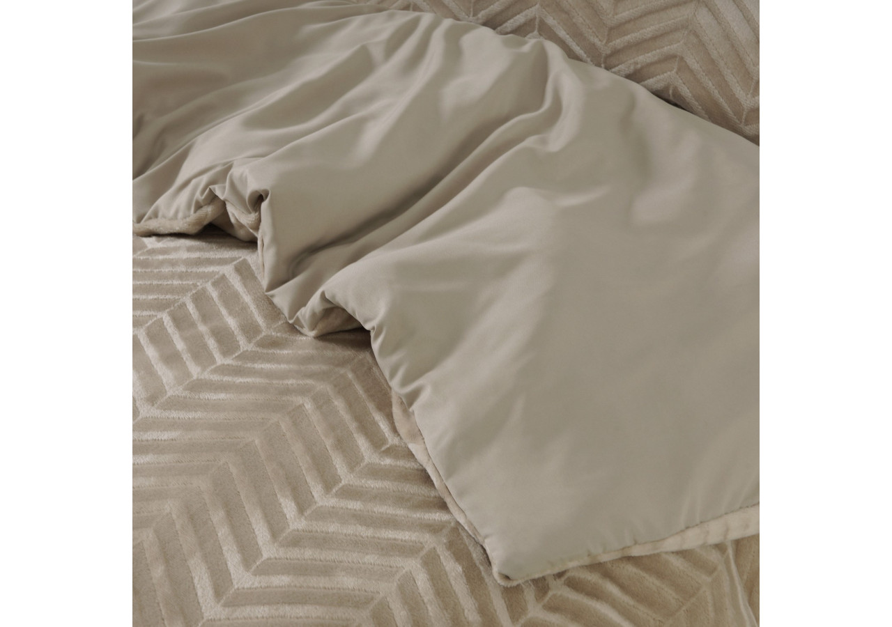 Housse de couette Teddy Chevron Taupe - Douceur et Élégance 240 x 200/220 - 17023145 - Royal Textile