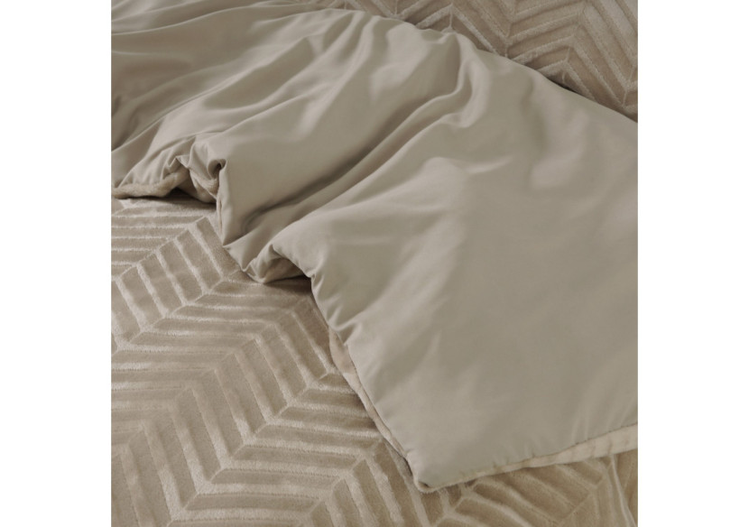 Housse de couette Teddy Chevron Taupe - Douceur et Élégance 240 x 200/220 - 17023145 - Royal Textile