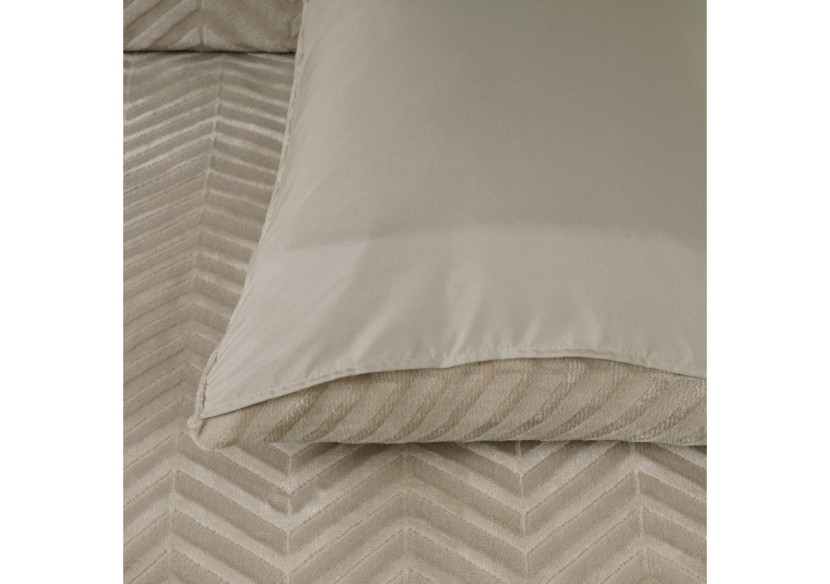 Housse de couette Teddy Chevron Taupe - Douceur et Élégance 240 x 200/220 - 17023145 - Royal Textile