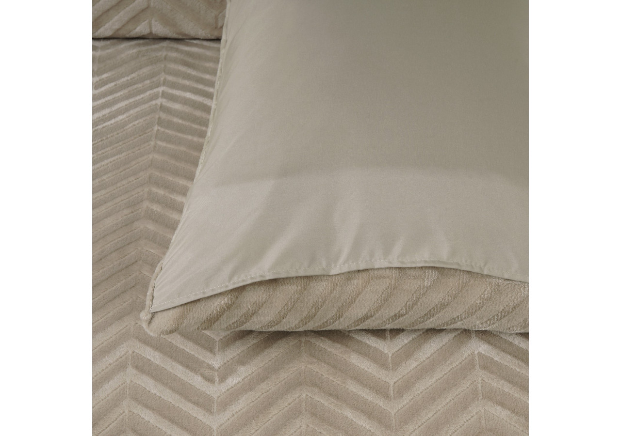 Housse de couette Teddy Chevron Taupe - Douceur et Élégance 200 x 200/220 - 17023144 - Royal Textile