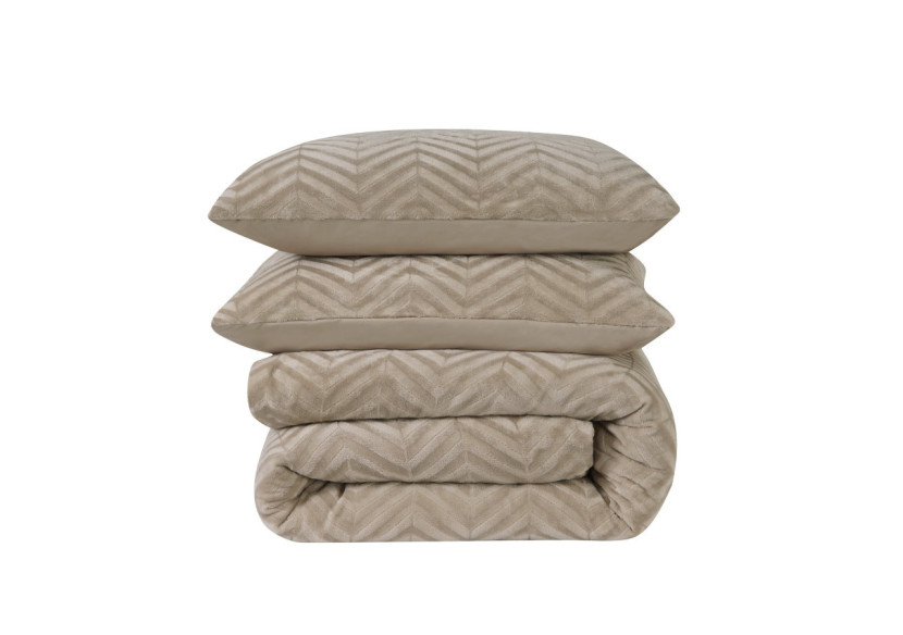 Housse de couette Teddy Chevron Taupe - Douceur et Élégance 200 x 200/220 - 17023144 - Royal Textile