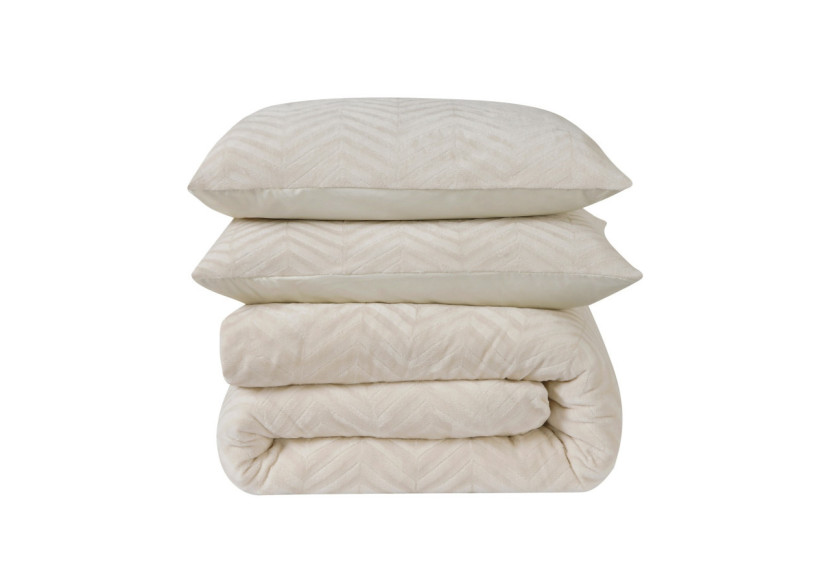 Housse de couette Teddy Chevron Crème - Douceur et Élégance 200 x 200/220 - 17023141 - Royal Textile