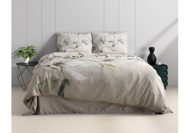 Housse de Couette Magnolo Wit - 140 x 200/220 cm, Satin de Coton Luxueux - 17021937 - Royal Textile