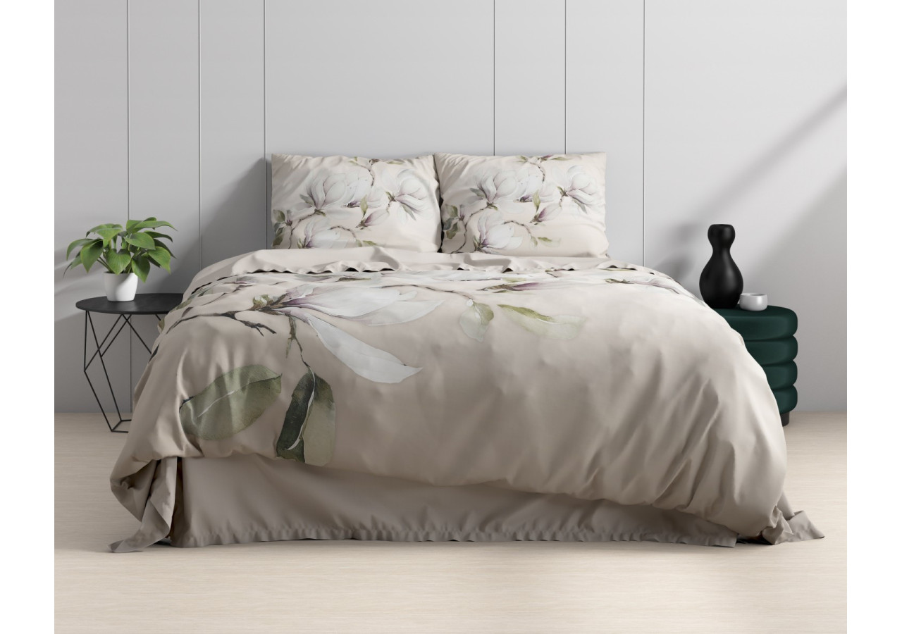 Housse de Couette Magnolo Wit - 140 x 200/220 cm, Satin de Coton Luxueux - 17021937 - Royal Textile