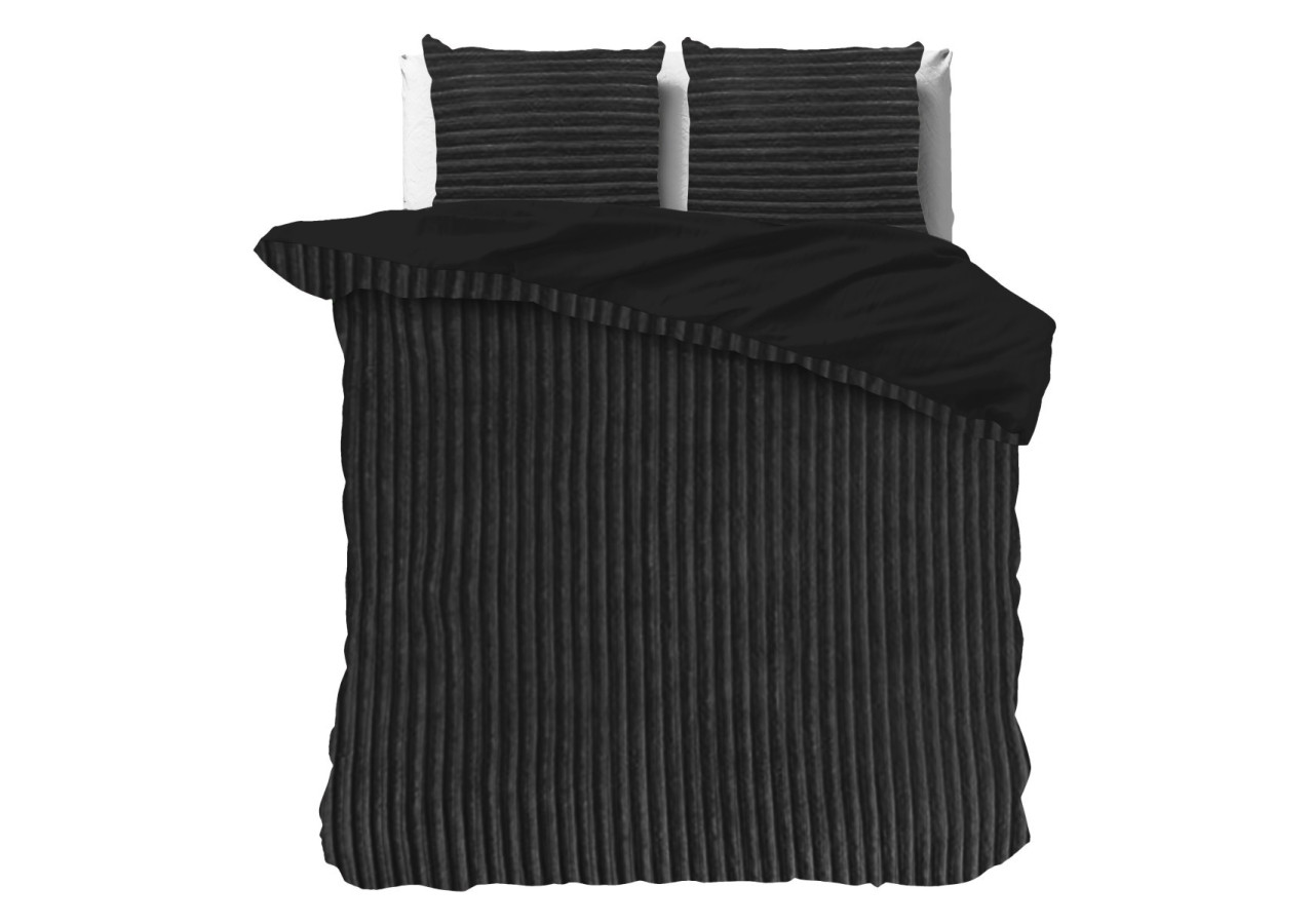 Housse de Couette Rib Teddy Noir - 200x200/220cm pour un confort douillet - 17022288 - Royal Textile