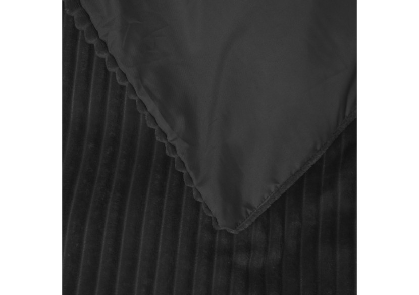 Housse de Couette Rib Teddy Noir - 140x200/220cm pour des nuits chaleureuses - 17022287 - Royal Textile