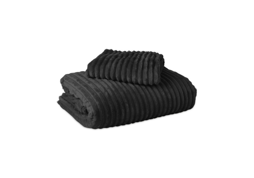 Housse de Couette Rib Teddy Noir - 140x200/220cm pour des nuits chaleureuses - 17022287 - Royal Textile