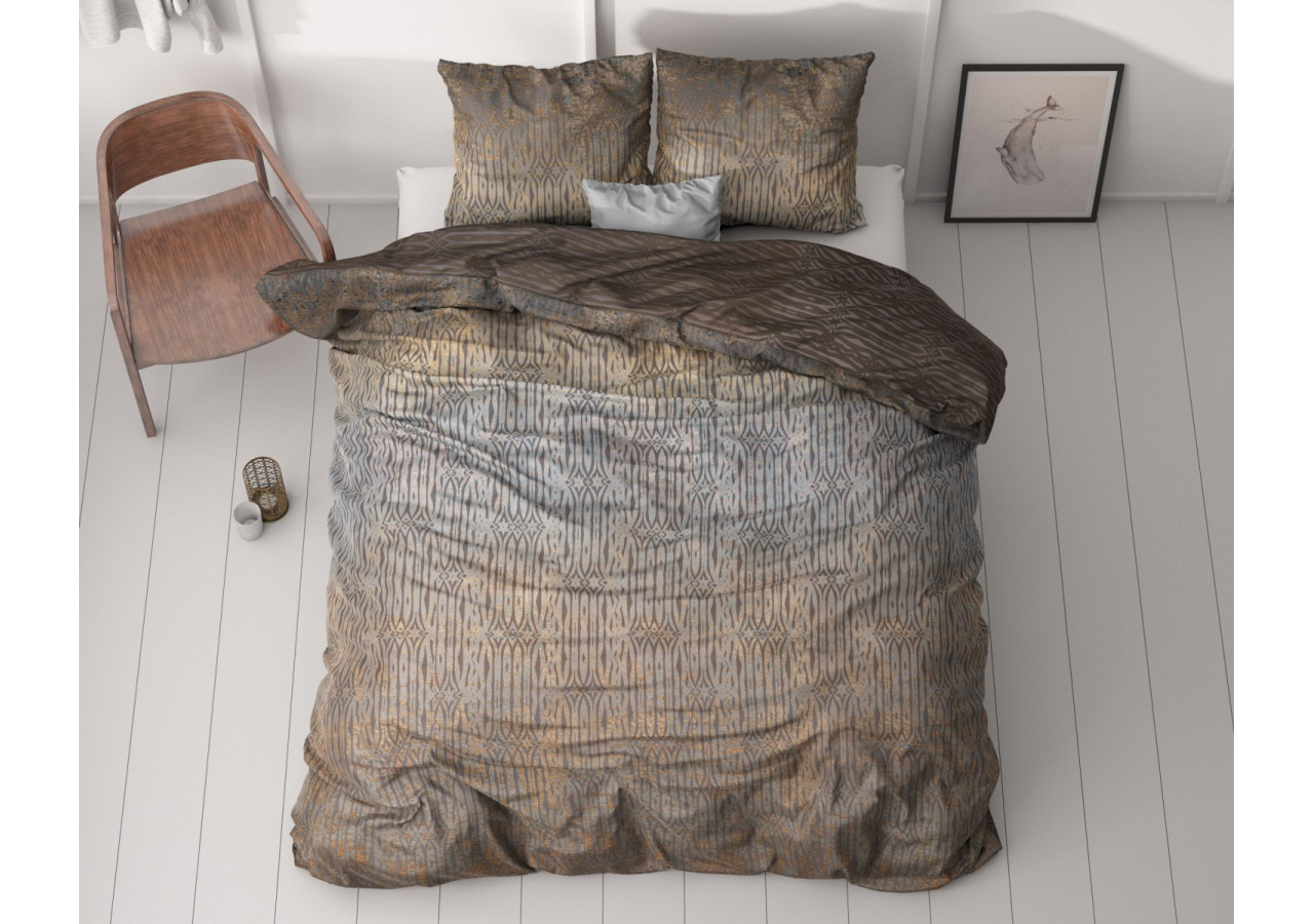 Housse de Couette Seba Taupe - 200 x 200/220 cm en Coton Satin - 17019230 - Royal Textile