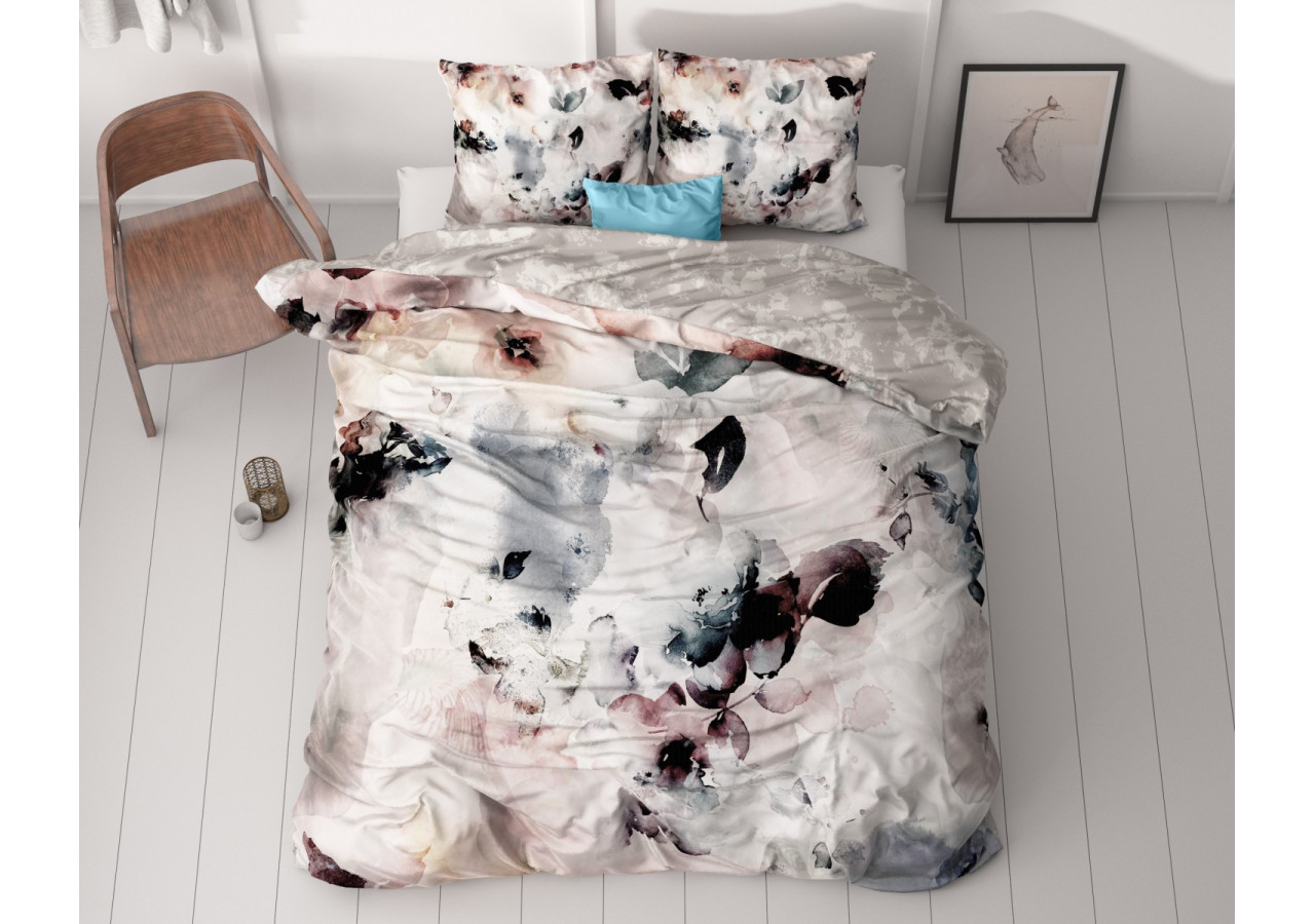 Housse de Couette Flor Grijs - Satin de Coton 200 x 200/220 cm - 17019224 - Royal Textile