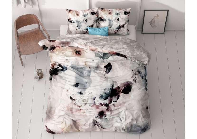 Housse de Couette Flor Grijs - Satin de Coton 200 x 200/220 cm - 17019224 - Royal Textile