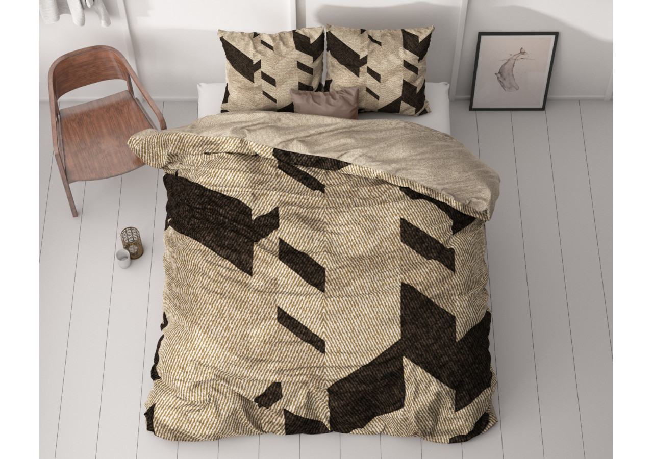 Housse de Couette Gaby Taupe - Satin de Coton 140 x 200/220 cm - 17019220 - Royal Textile