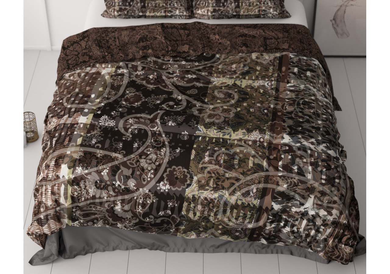 Housse de Couette Milena Bruin - 240 x 200/220 cm en Satin de Coton - 17019216 - Royal Textile