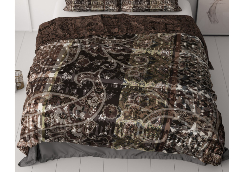 Housse de Couette Milena Bruin - 200 x 200/220 cm en Satin de Coton - 17019215 - Royal Textile