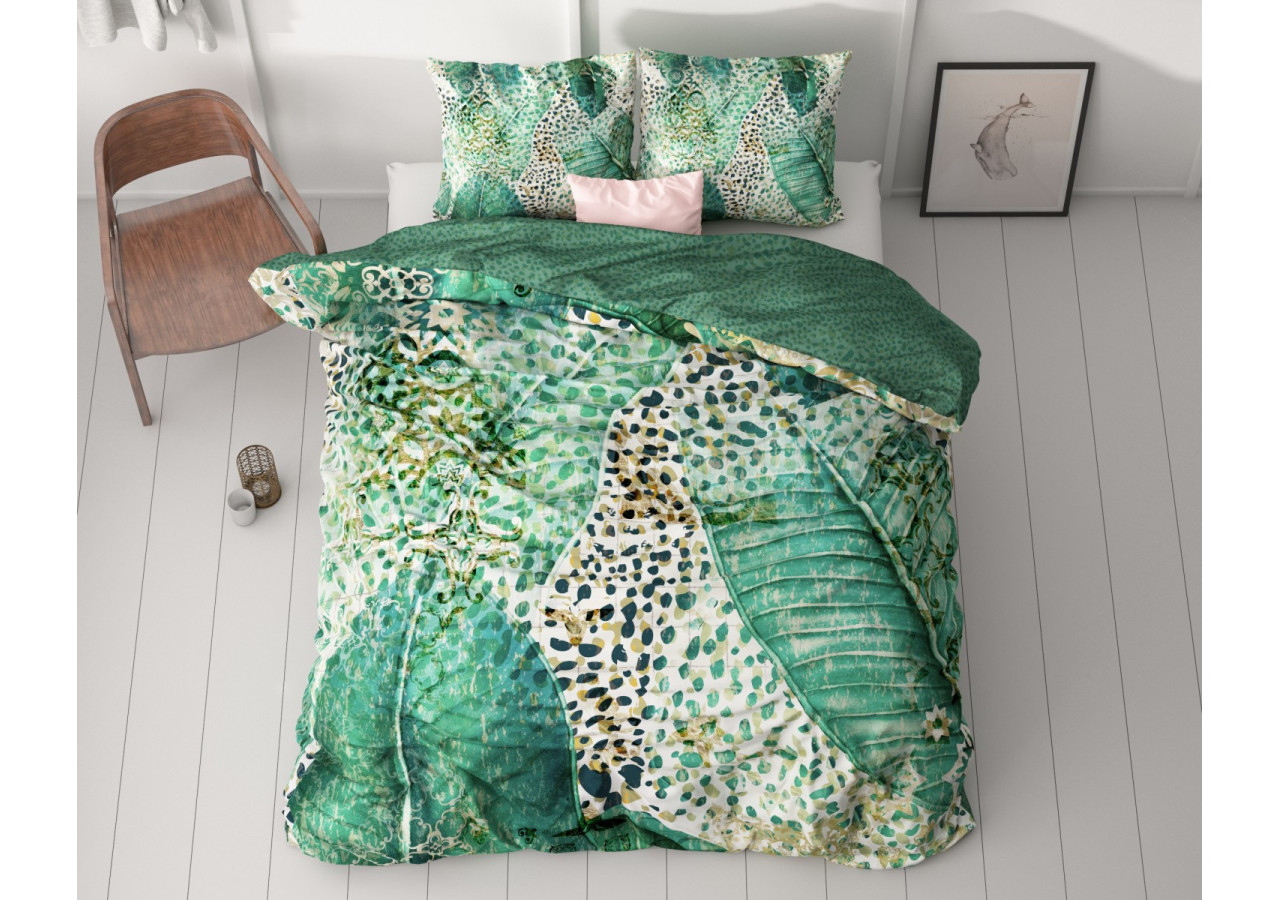 Housse de couette Morena Groen - 200 x 200/220 cm en Satin de Coton Luxe - 17019197 - Royal Textile