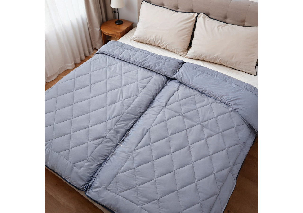 Couette Partenaire Grise - 240 x 220 cm avec housse intégrée - 17020275 - Sleeptime