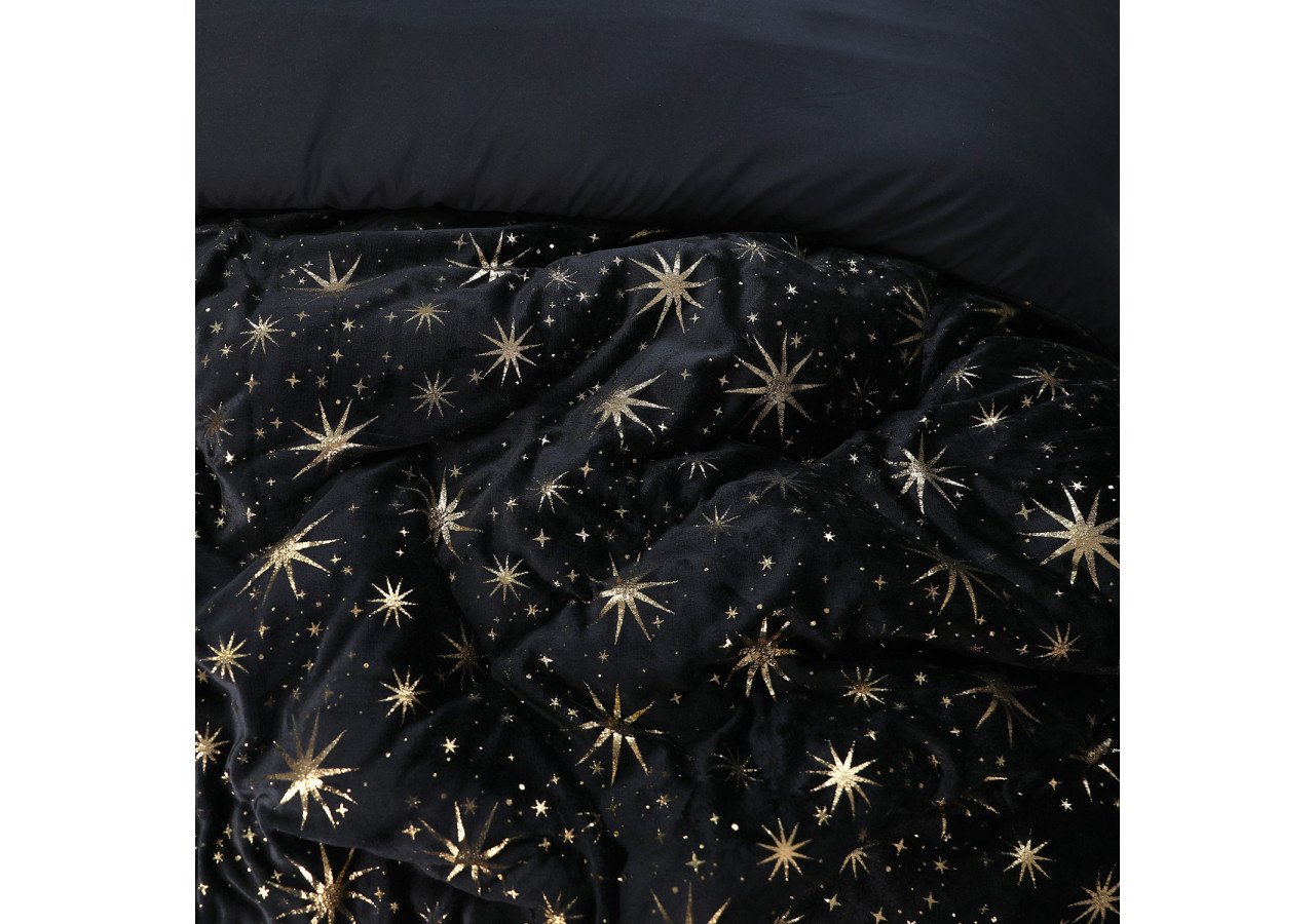 Housse de Couette Glamour Flanel Stars - Flanel Teddy Fleece Noir 140 x 200/220 - 17019082 - Sleeptime