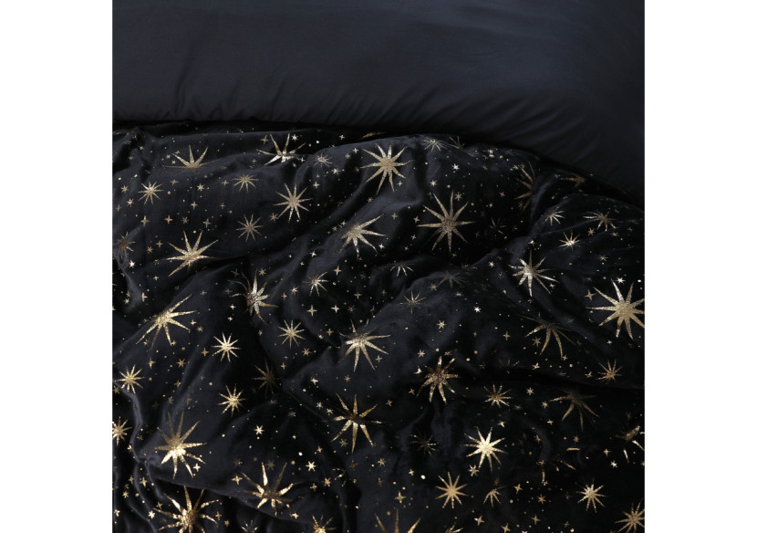 Housse de Couette Glamour Flanel Stars - Flanel Teddy Fleece Noir 140 x 200/220 - 17019082 - Sleeptime Housse de Couette Glamour Flanel Stars - Flanel Teddy Fleece Noir 140 x 200/220 - 17019082 - Sleeptime
