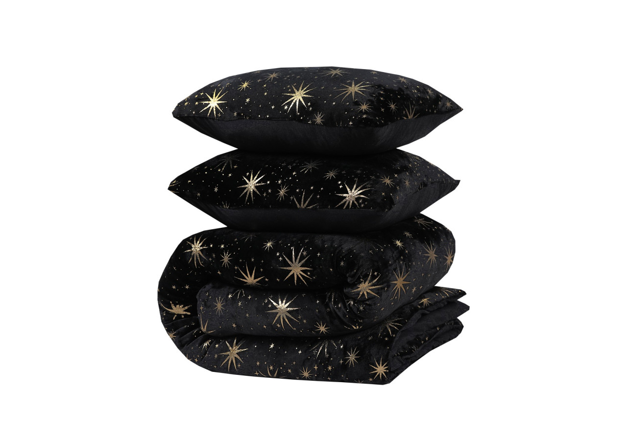 Housse de Couette Glamour Flanel Stars - Flanel Teddy Fleece Noir 140 x 200/220 - 17019082 - Sleeptime