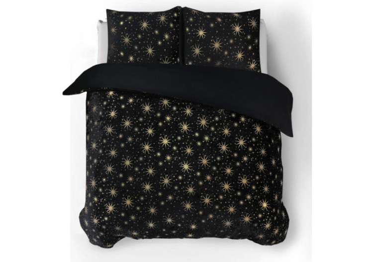 Housse de Couette Glamour Flanel Stars - Flanel Teddy Fleece Noir 200 x 200/220 - 17019083 - Sleeptime 2