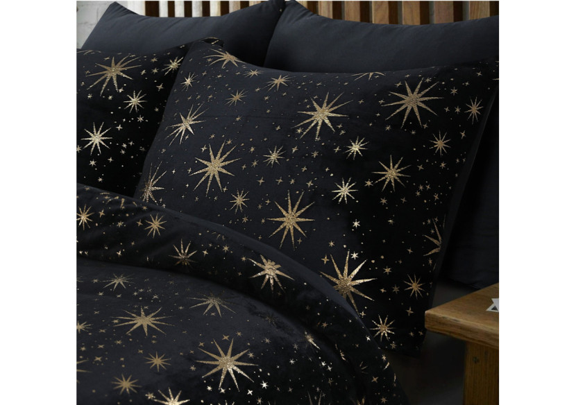 Housse de Couette Glamour Flanel Stars - Flanel Teddy Fleece Noir 200 x 200/220 - 17019083 - Sleeptime Housse de Couette Glamour Flanel Stars - Flanel Teddy Fleece Noir 200 x 200/220 - 17019083 - Sleeptime