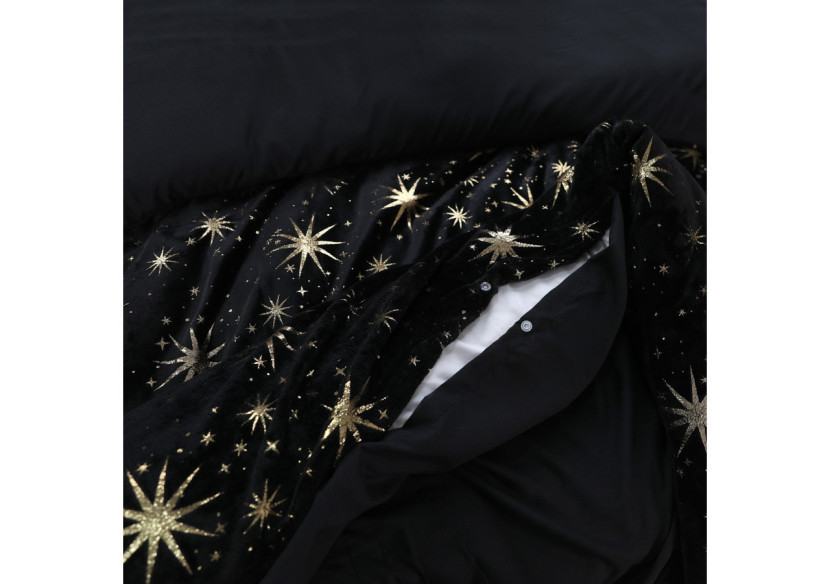 Housse de Couette Glamour Flanel Stars - Flanel Teddy Fleece Noir 200 x 200/220 - 17019083 - Sleeptime Housse de Couette Glamour Flanel Stars - Flanel Teddy Fleece Noir 200 x 200/220 - 17019083 - Sleeptime
