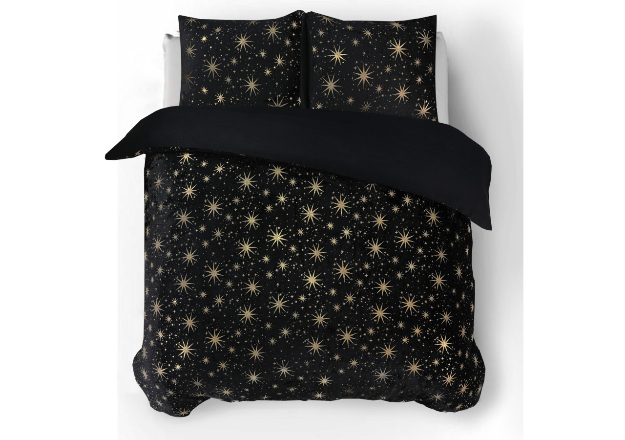 Housse de Couette Glamour Flanel Stars - Flanel Teddy Fleece Noir 240 x 200/220 - 17019084 - Sleeptime