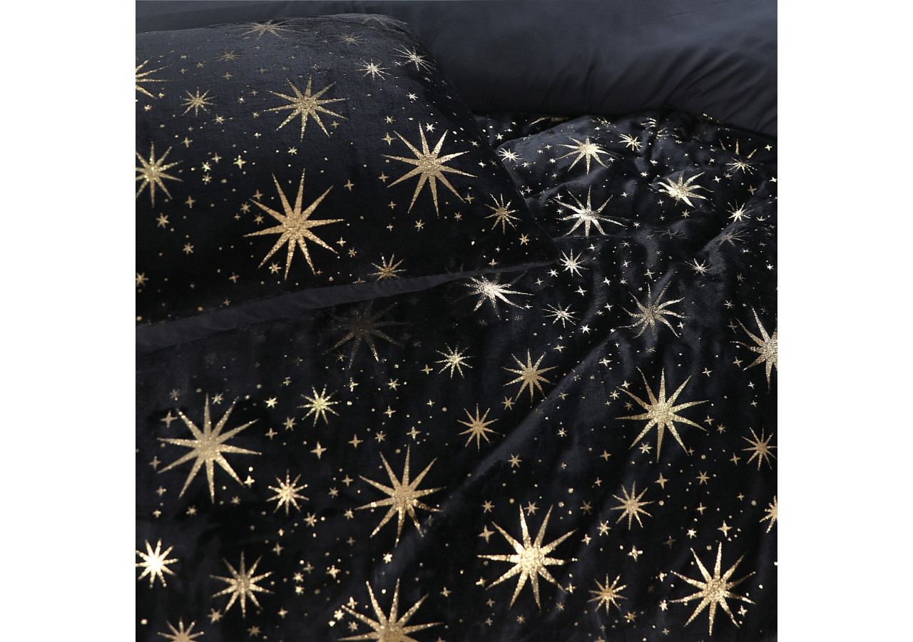 Housse de Couette Glamour Flanel Stars - Flanel Teddy Fleece Noir 240 x 200/220 - 17019084 - Sleeptime