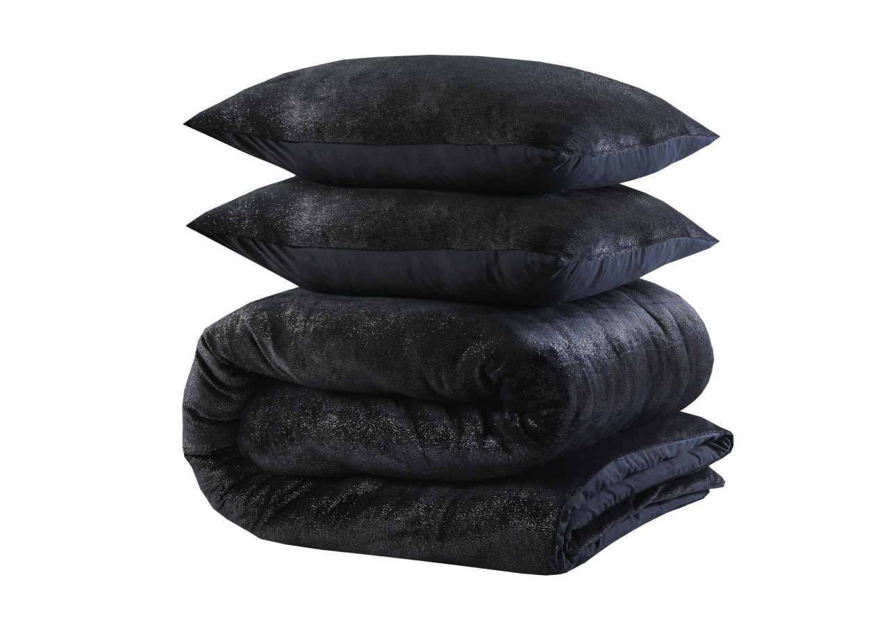 Housse de Couette Glamour Flanel - Noir 140 x 200/220 cm en Polyester - 17019079 - Sleeptime
