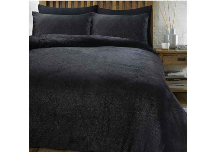 Housse de Couette Glamour Flanel - Noir 200 x 200/220 cm en Polyester - 17019080 - Sleeptime