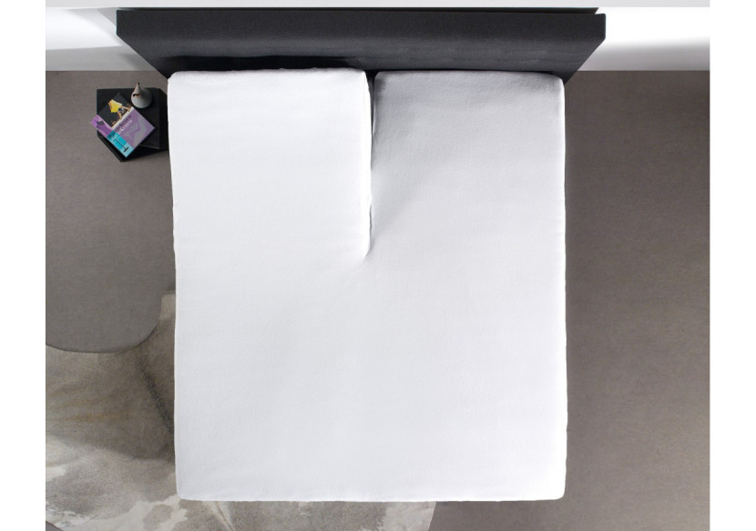 Housse de Matelas Splittopper Blanche - 140 x 200 cm en Percal de Coton - 12010082 - Royal Textile